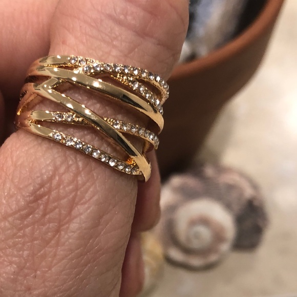 🔥NEW 925 Plated Gold Wrap Ring 💫Sapphire&Sparkles!🔥 - Picture 3 of 6